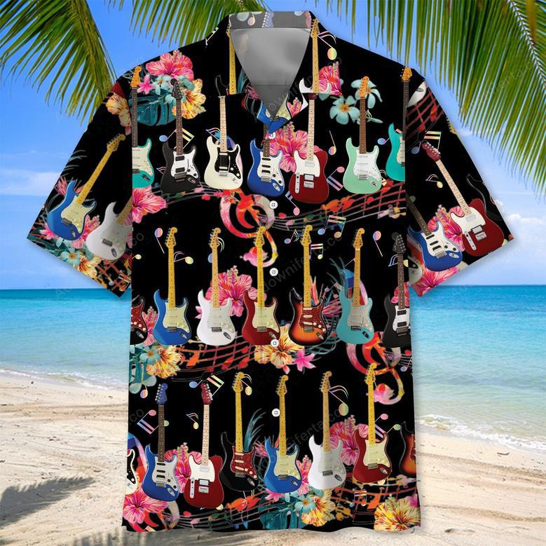 Electric Guitar Flower Hawaiian Shirt