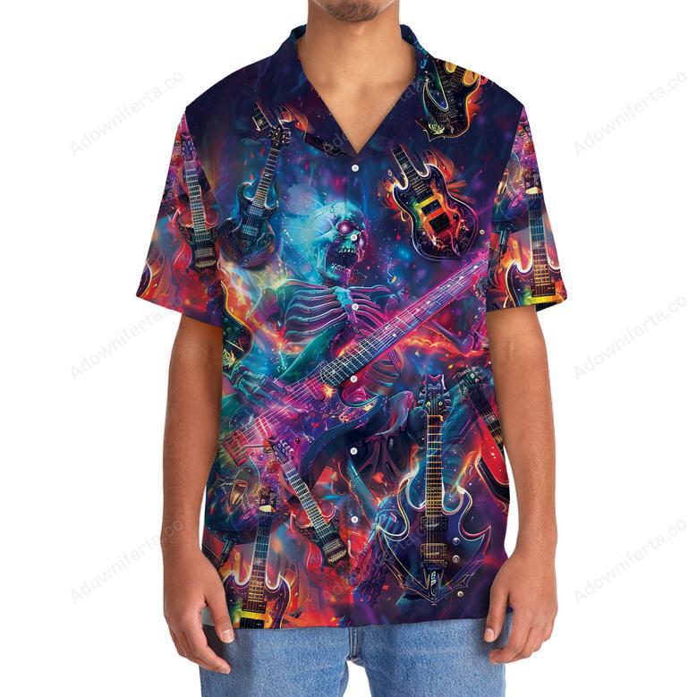 Electric Guitar Rock n Roll Skull Hawaiian Shirt