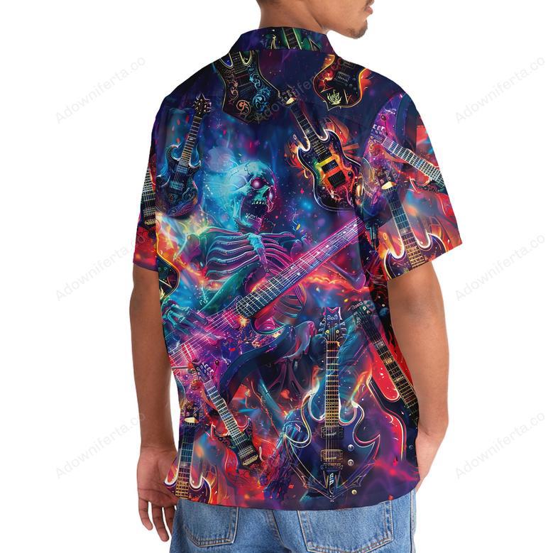 Electric Guitar Rock n Roll Skull Hawaiian Shirt