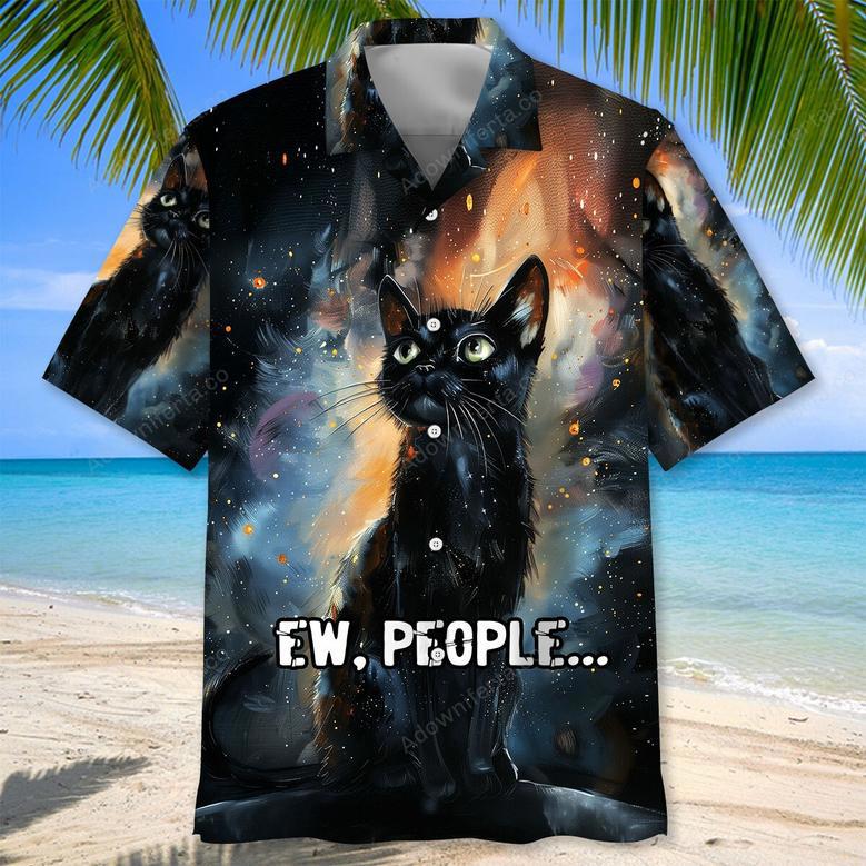 Ew People Black Cat Hawaiian Shirt