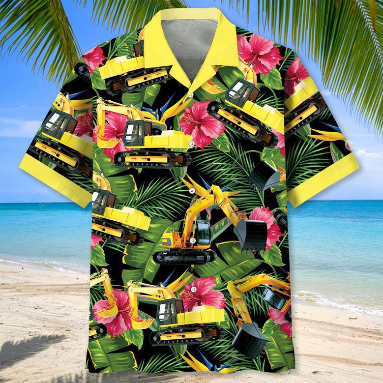 Excavator Tropical Hawaiian Shirt