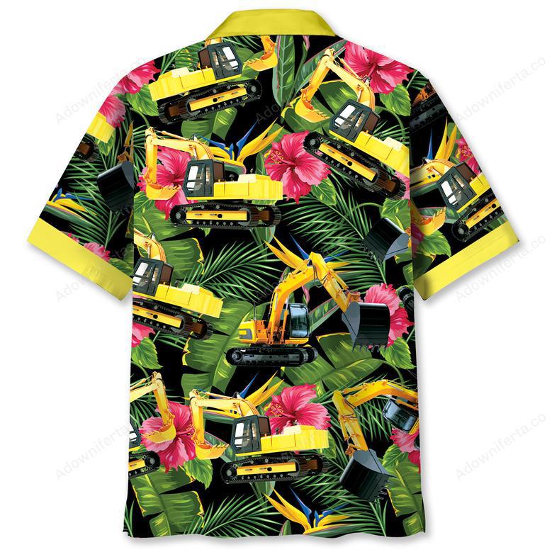 Excavator Tropical Hawaiian Shirt