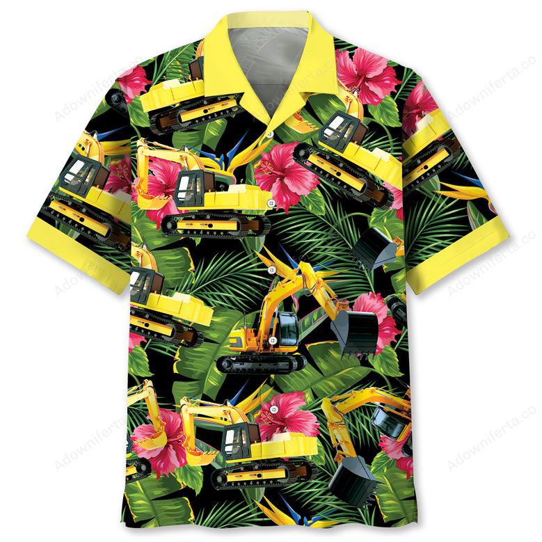 Excavator Tropical Hawaiian Shirt