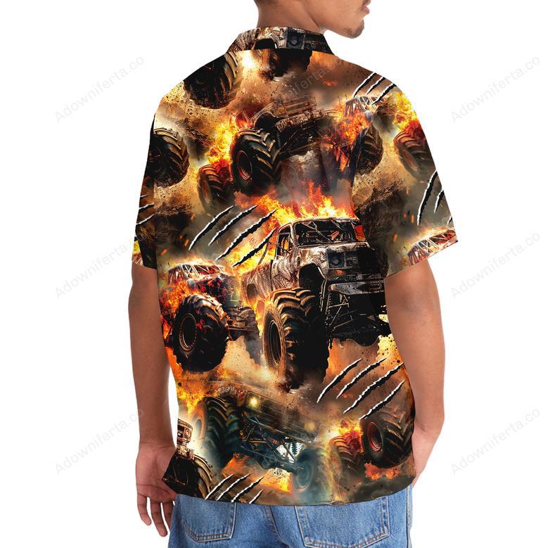 Fire Monster Truck Car Hawaiian Shirt