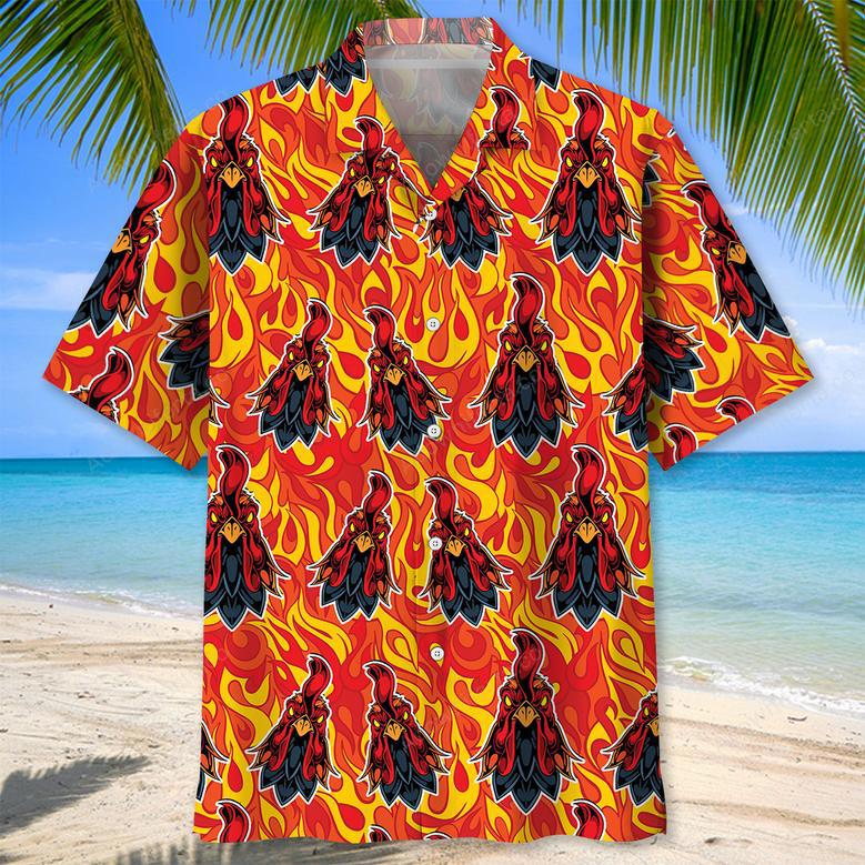 Fire Rooster Hawaiian Shirt