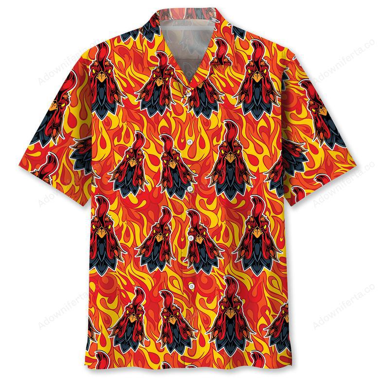 Fire Rooster Hawaiian Shirt