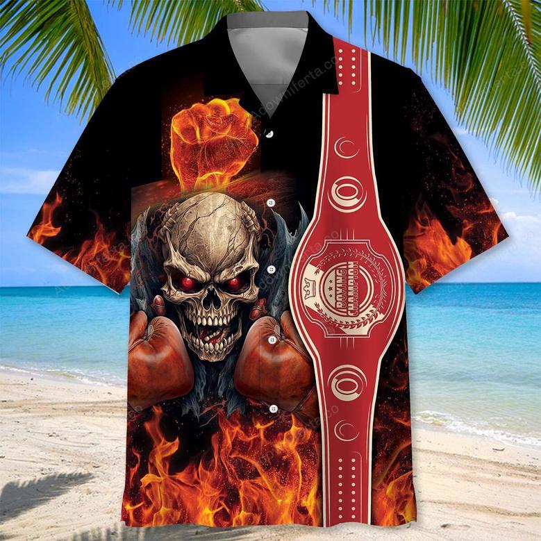 Fire Skull Boxing Hawaiian Shirt