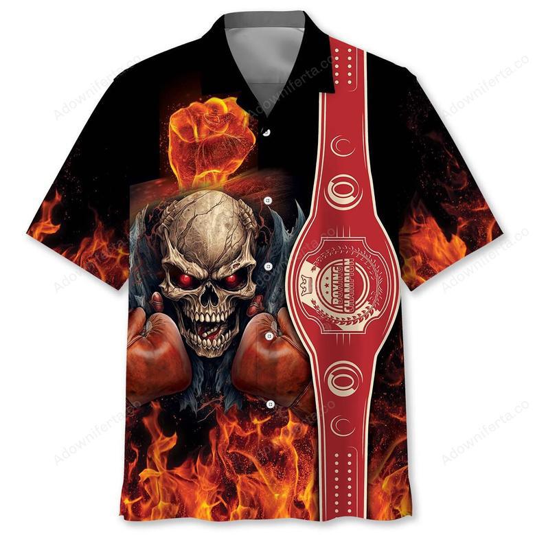 Fire Skull Boxing Hawaiian Shirt