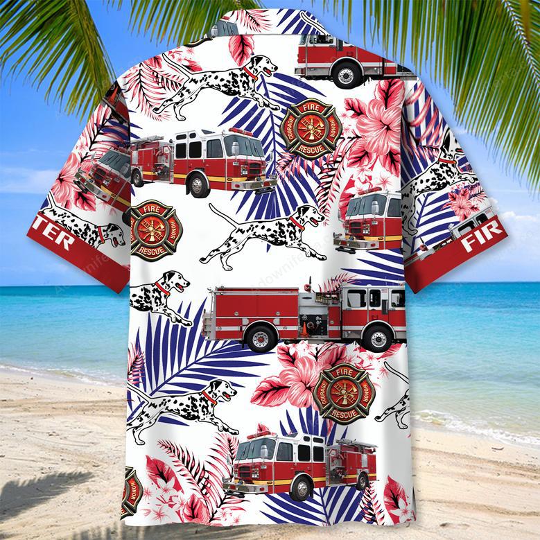 Fire Truck Dalmatian Proud Hawaiian Shirt Pocket