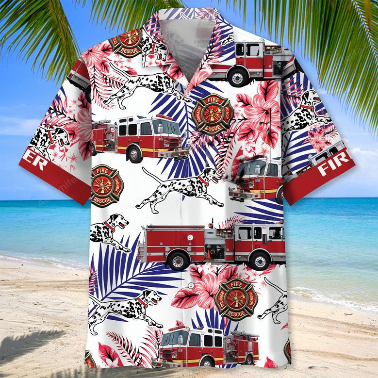 Fire Truck Dalmatian Proud Hawaiian Shirt Pocket