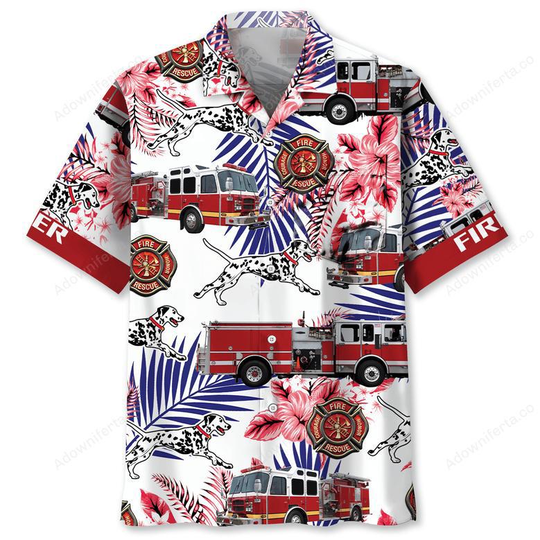 Fire Truck Dalmatian Proud Hawaiian Shirt Pocket