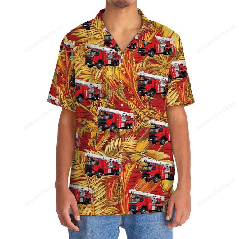 Fire Truck Tropical Orange Hawaiian Shirt