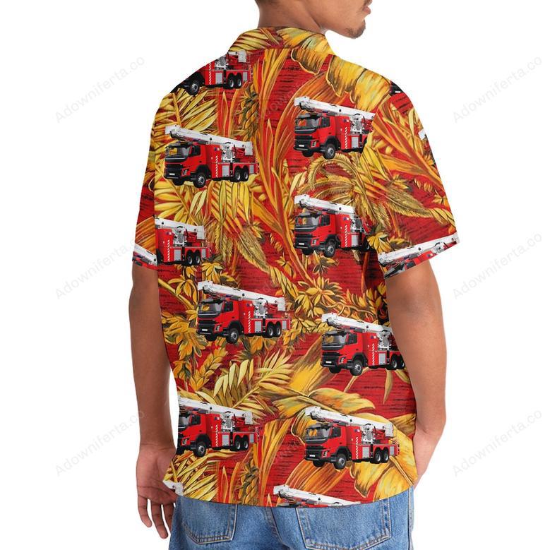 Fire Truck Tropical Orange Hawaiian Shirt