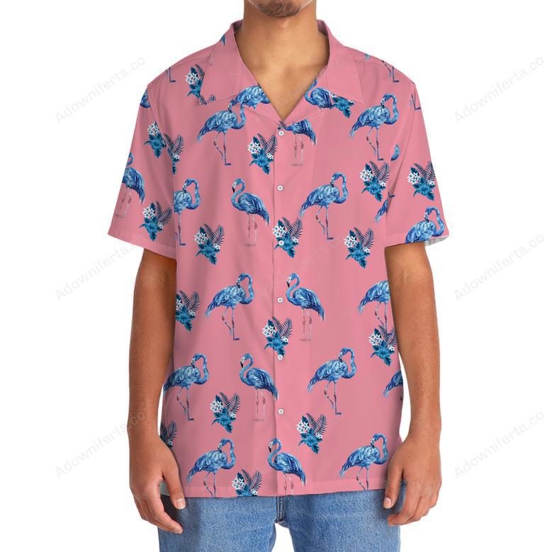 Flamingo Blue Pink Hawaiian Shirt