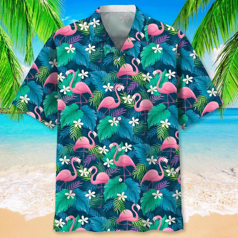 Flamingo Green Hawaiian Shirt