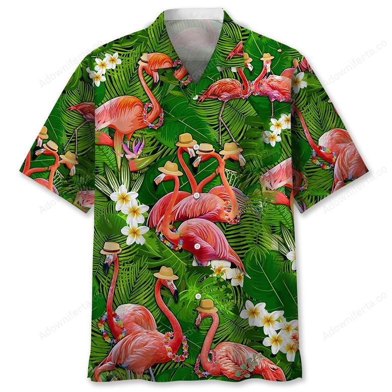 Flamingo Green Tropical Hawaiian Shirt