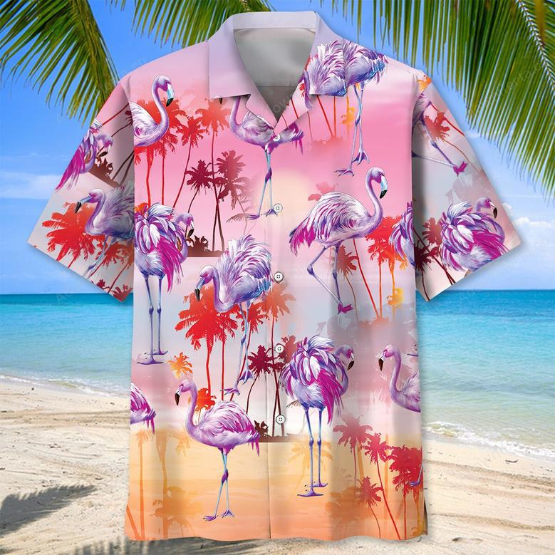 Flamingo Purple Beach Hawaiian Shirt