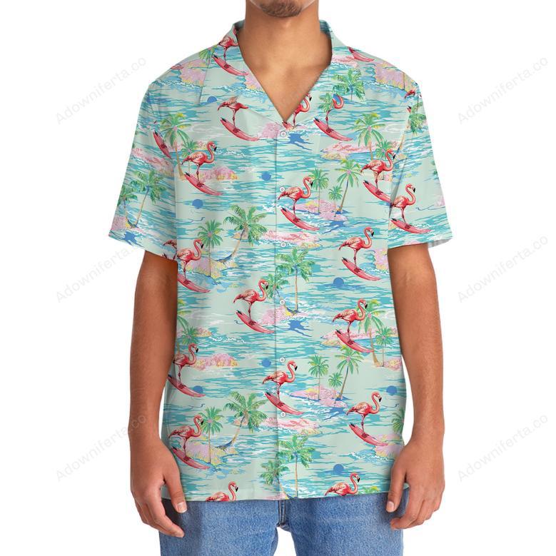 Flamingo Retro Beach Hawaiian Shirt