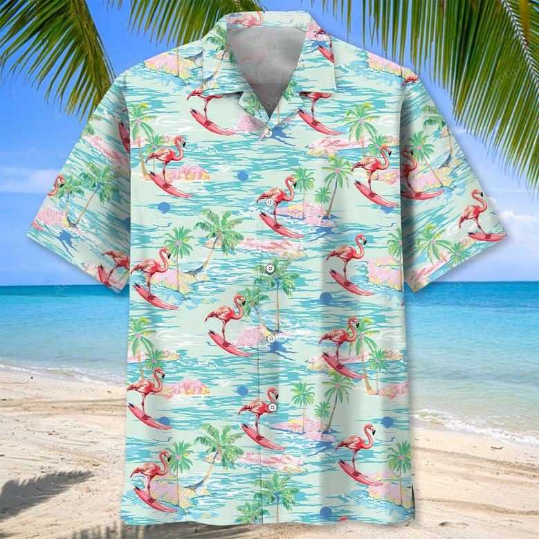 Flamingo Retro Beach Hawaiian Shirt