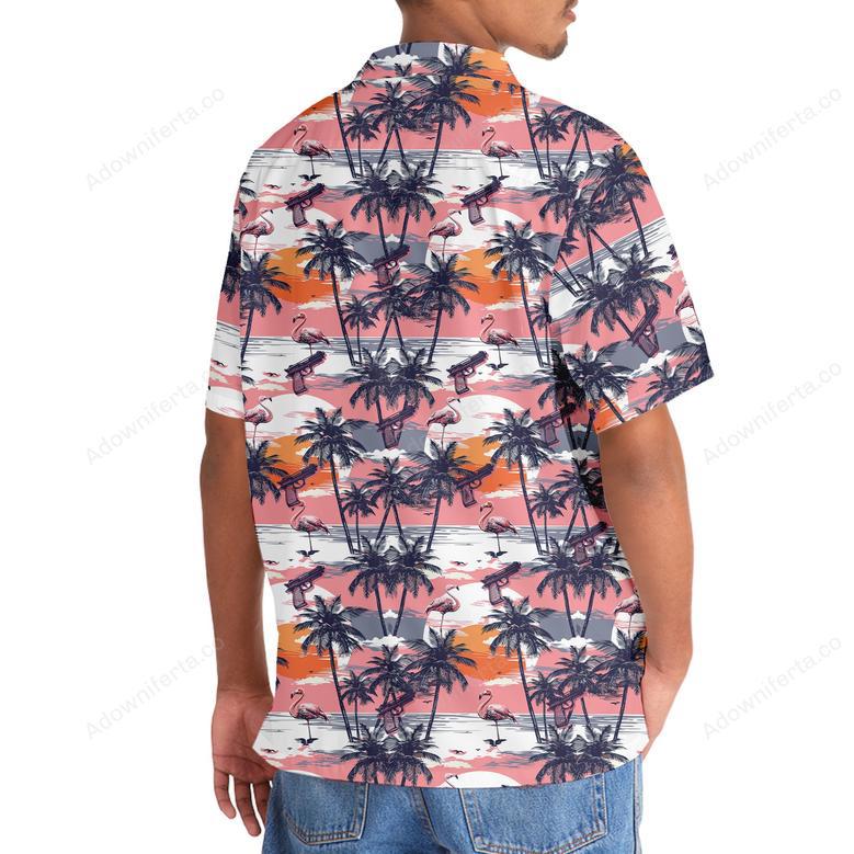 Flamingo Retro Sunset Hawaiian Shirt