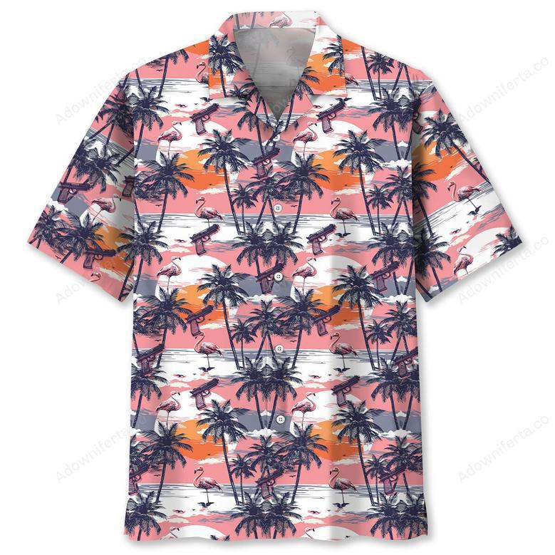 Flamingo Retro Sunset Hawaiian Shirt