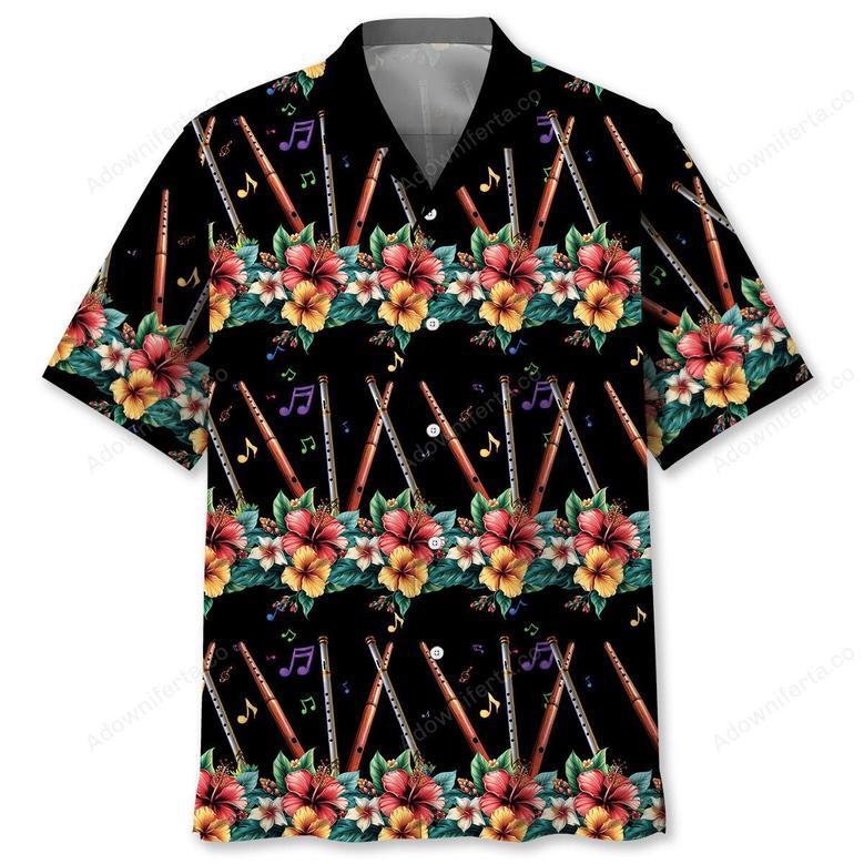 Flute Hibiscus Hawaiian Shirt