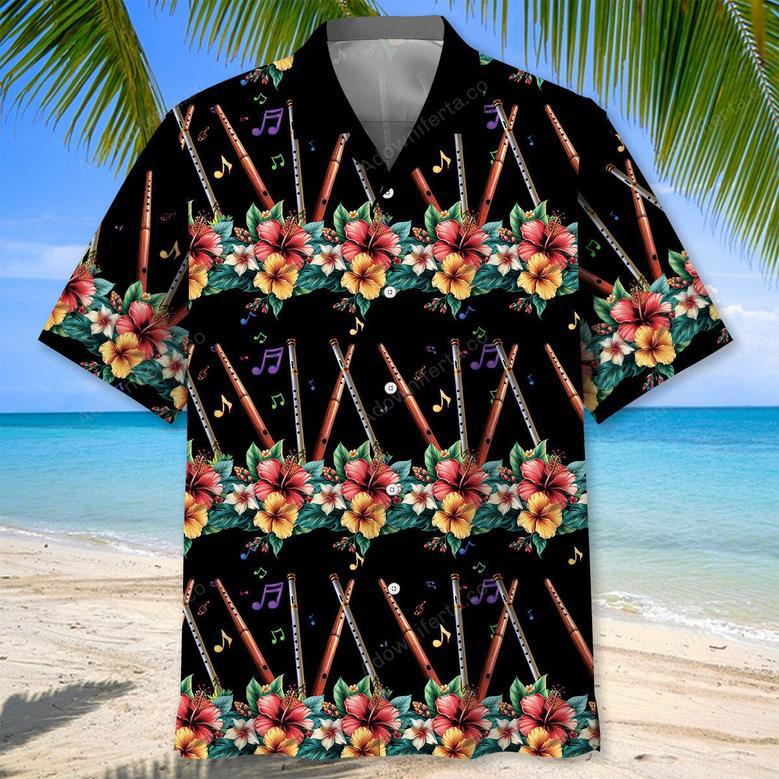 Flute Hibiscus Hawaiian Shirt