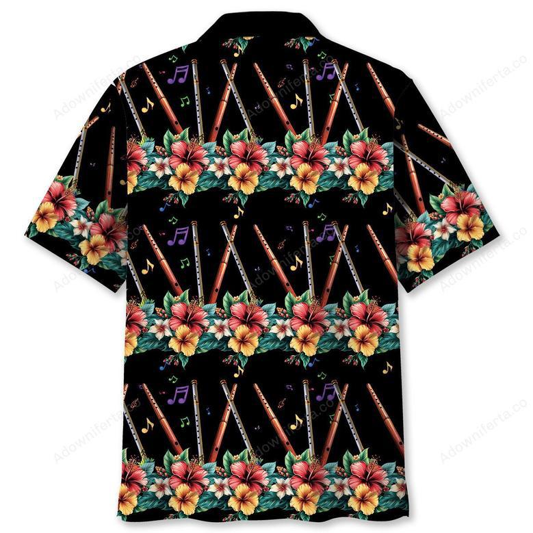 Flute Hibiscus Hawaiian Shirt