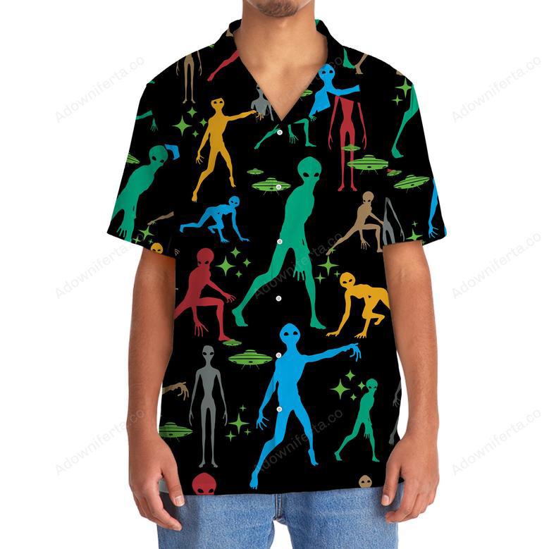 Funny Alien Black Hawaiian Shirt