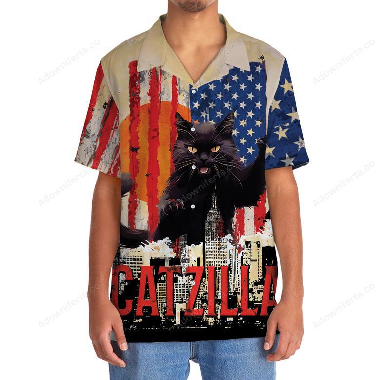 Funny America Black Cat Hawaiian Shirt