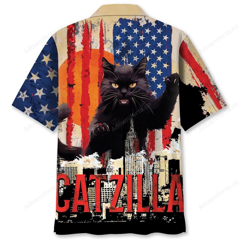 Funny America Black Cat Hawaiian Shirt