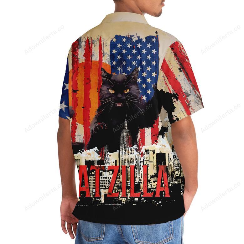 Funny America Black Cat Hawaiian Shirt