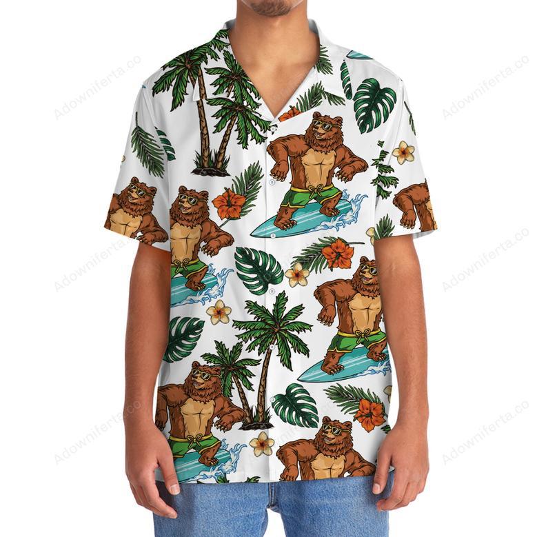 Funny Bear Surfing Hawaiian Shirt