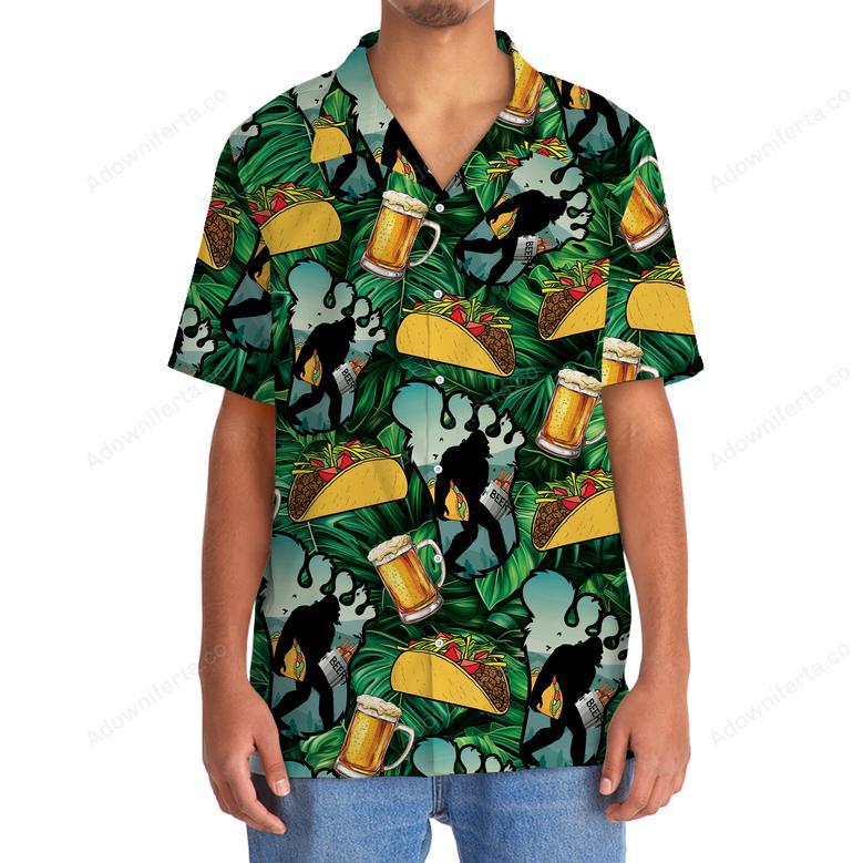 Funny Bigfoot Tacos and Beer Hawaiian Shirt