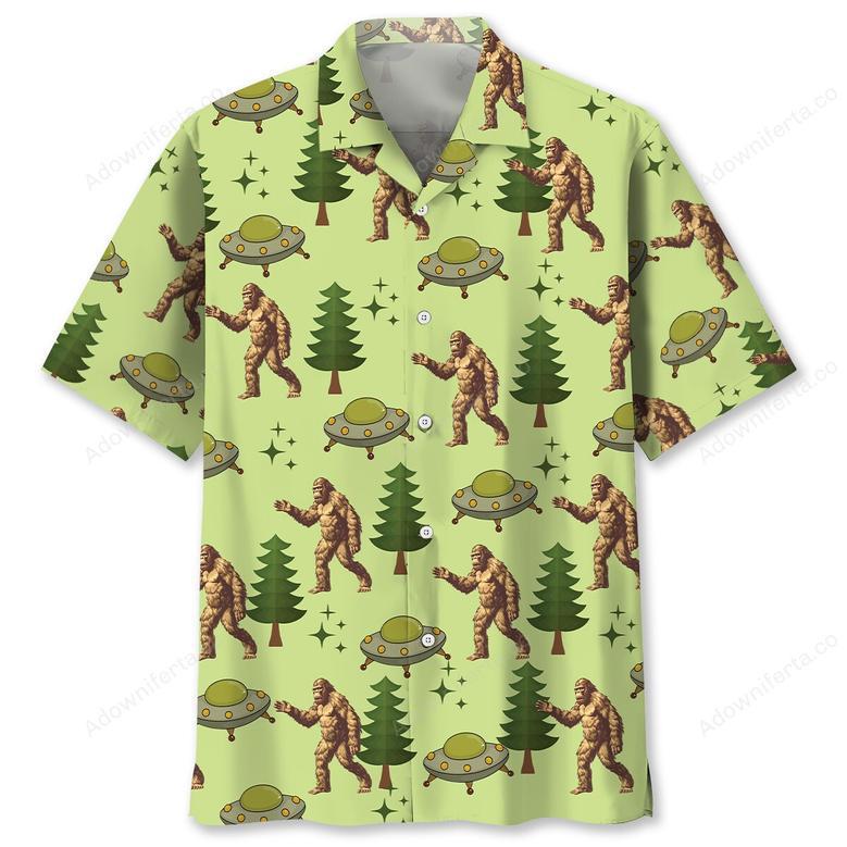 Funny Bigfoot UFO Hawaiian Shirt