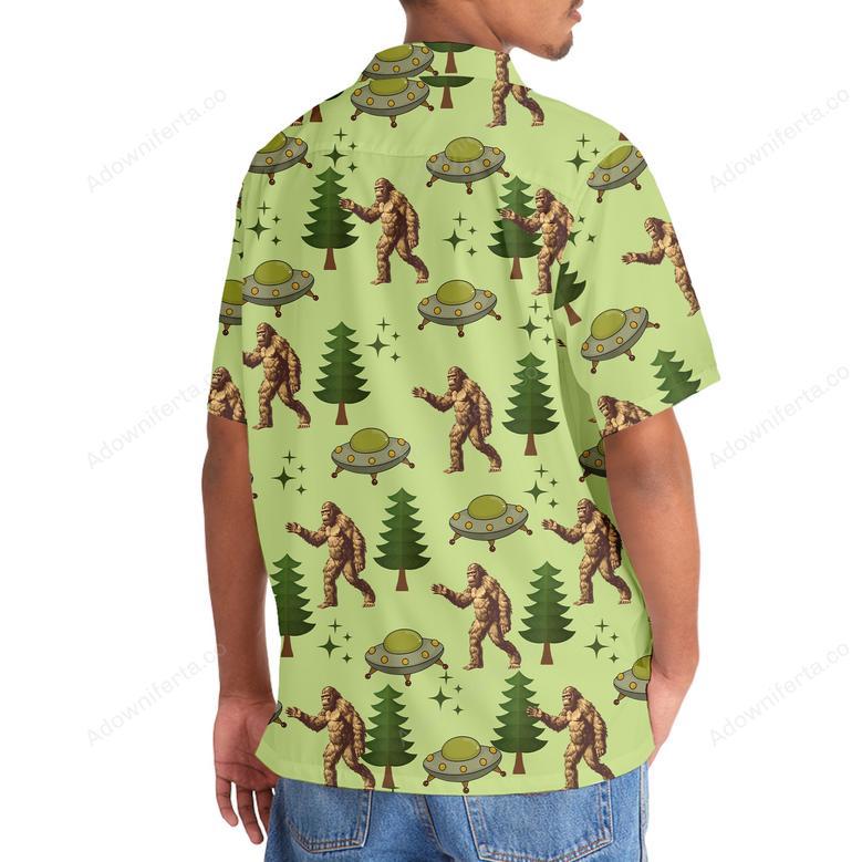 Funny Bigfoot UFO Hawaiian Shirt