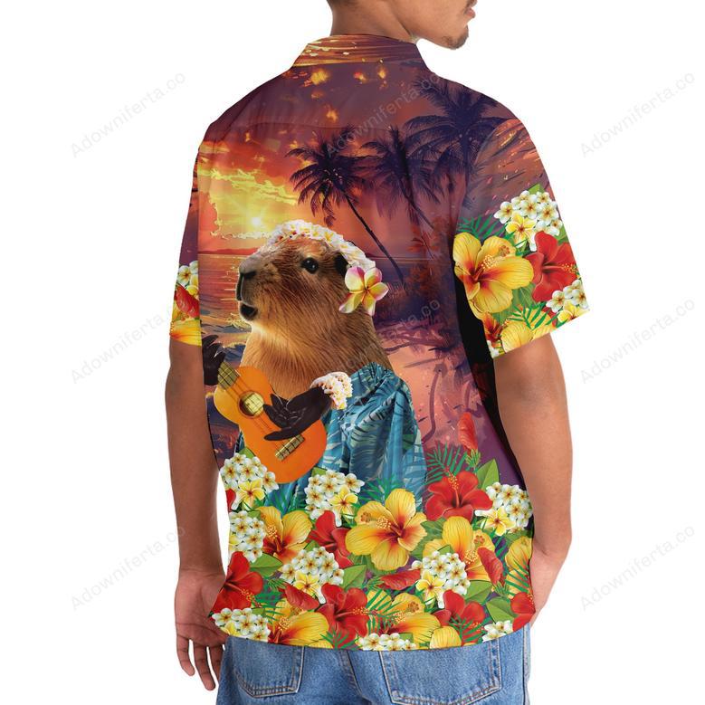 Funny Cappybara Guitar Hawaiian Shirt