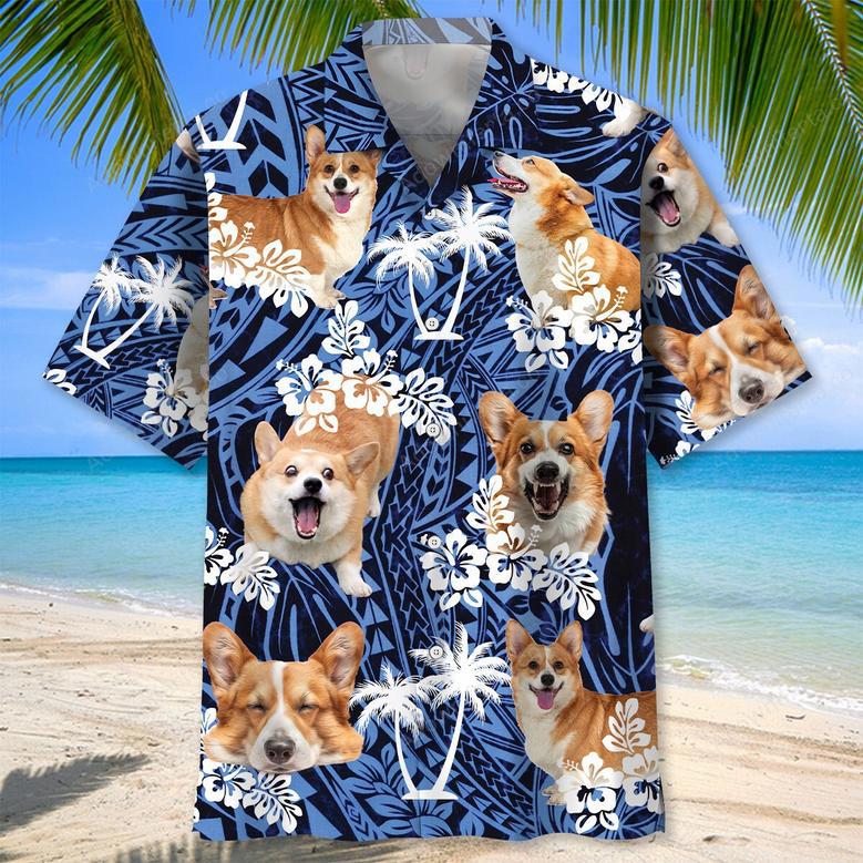 Funny Corgi Dog Face Hawaiian Shirt