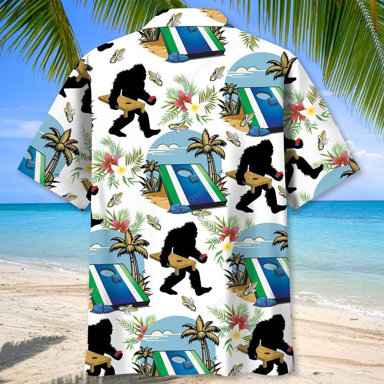 Funny Cornhole Bigfoot Hawaiian Shirt