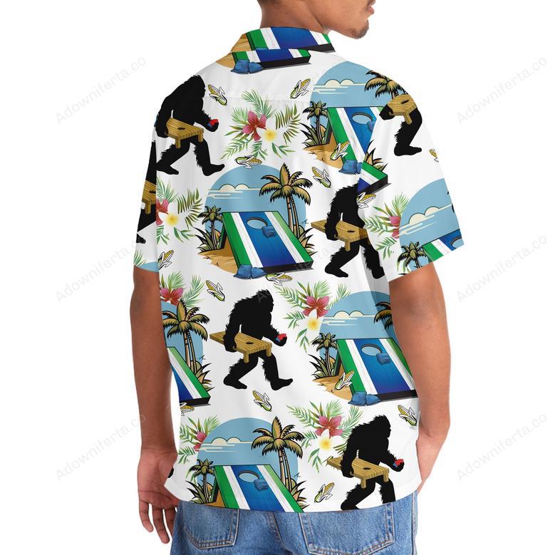 Funny Cornhole Bigfoot Hawaiian Shirt