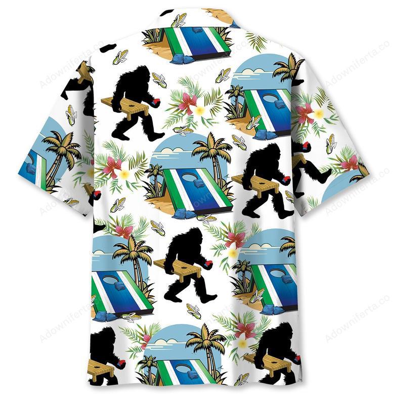 Funny Cornhole Bigfoot Hawaiian Shirt