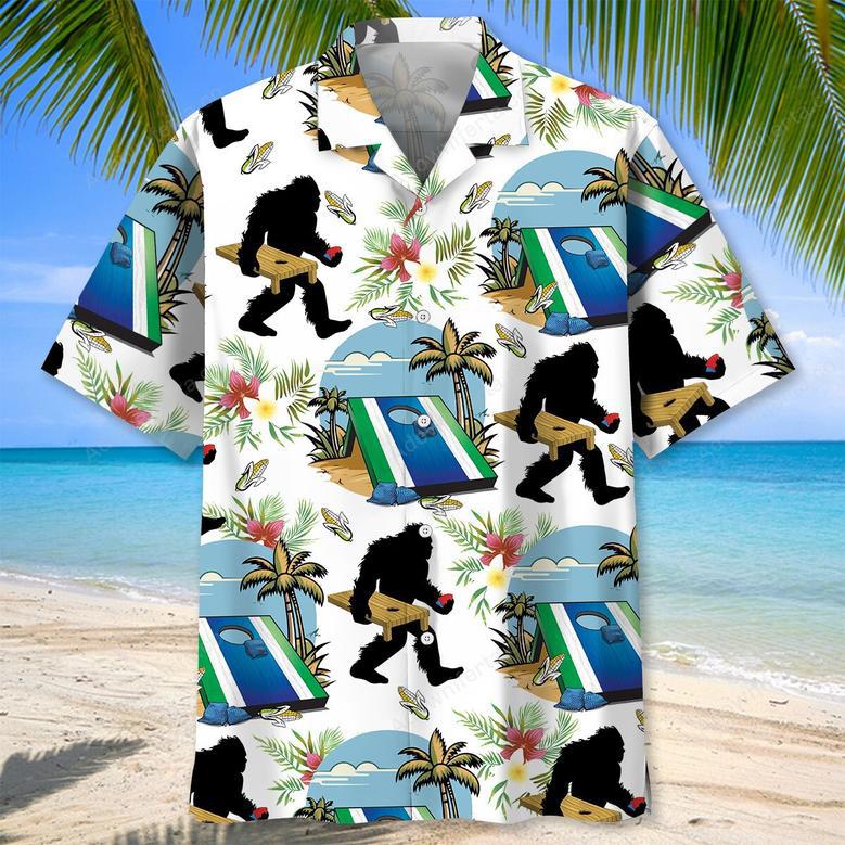 Funny Cornhole Bigfoot Hawaiian Shirt