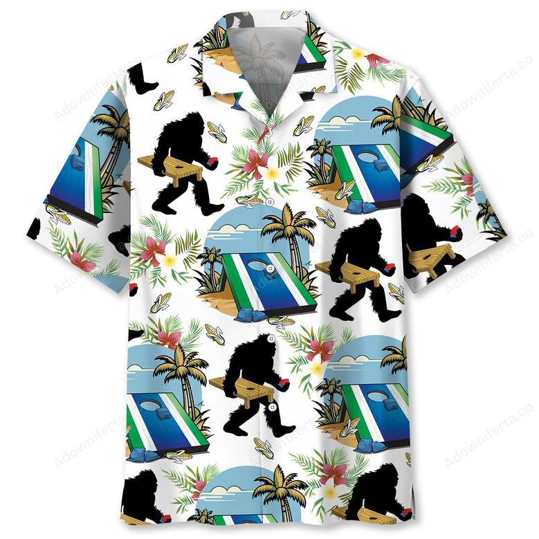 Funny Cornhole Bigfoot Hawaiian Shirt