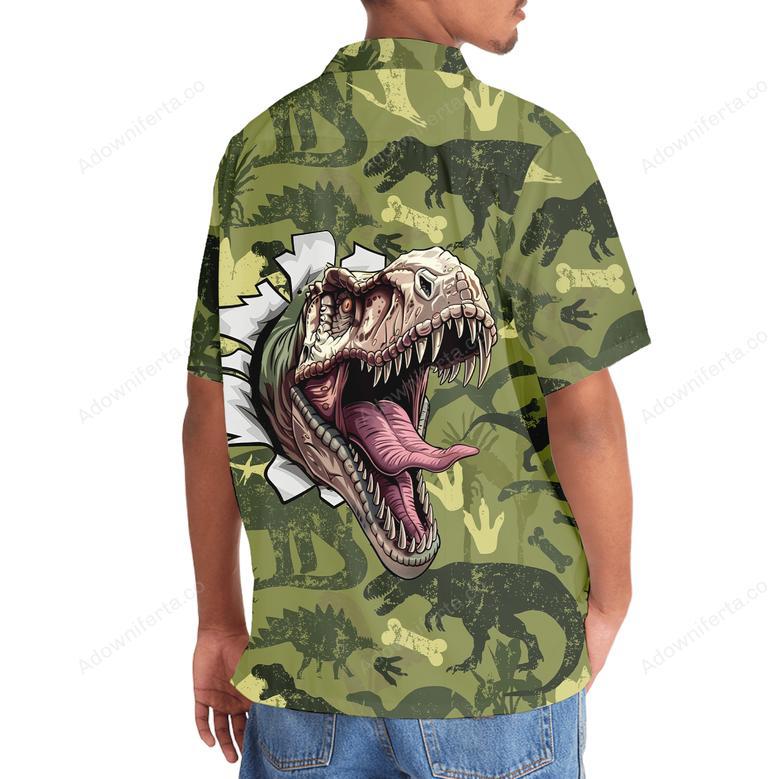 Funny Dinosaur Surfing Hawaiian Shirt