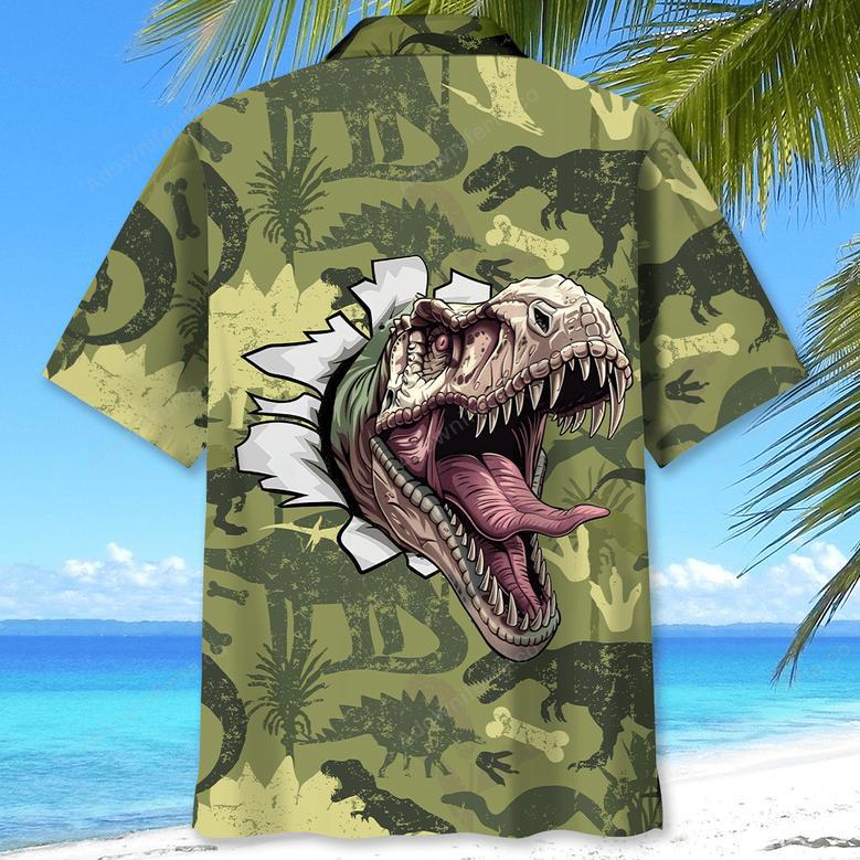 Funny Dinosaur Surfing Hawaiian Shirt