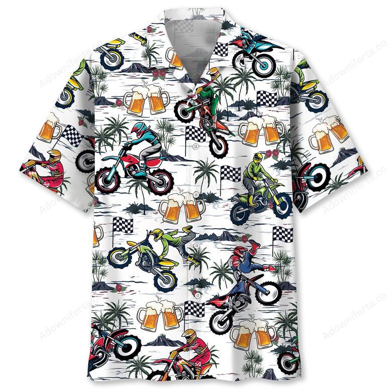 Funny Dirt Bike Racing And Beer Hawaiian Shirt