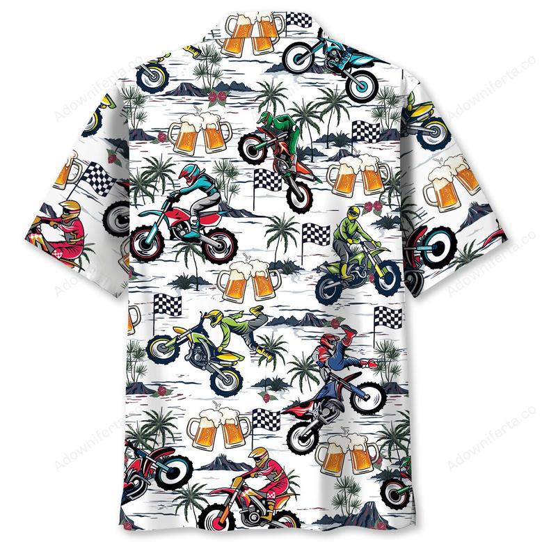 Funny Dirt Bike Racing And Beer Hawaiian Shirt