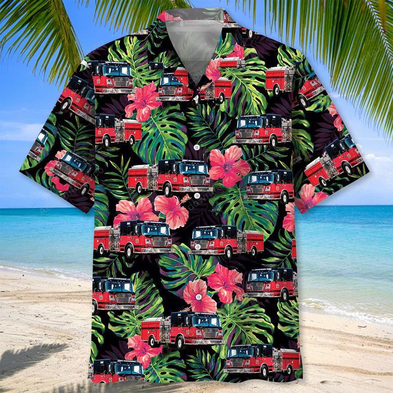 Funny Firefighter Truck Hawaiian Shirt