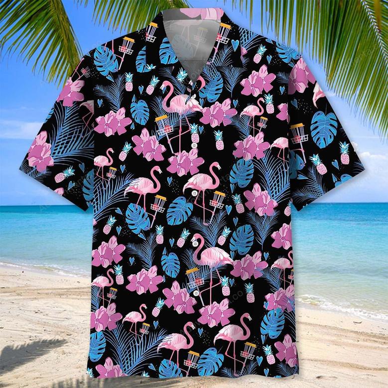 Funny Flamingo And Disc Golf Hawaiian Shirt