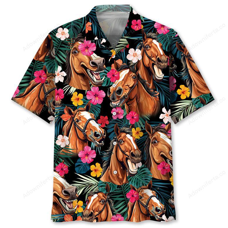 Funny Horse Tropical Hawaiian Shirt